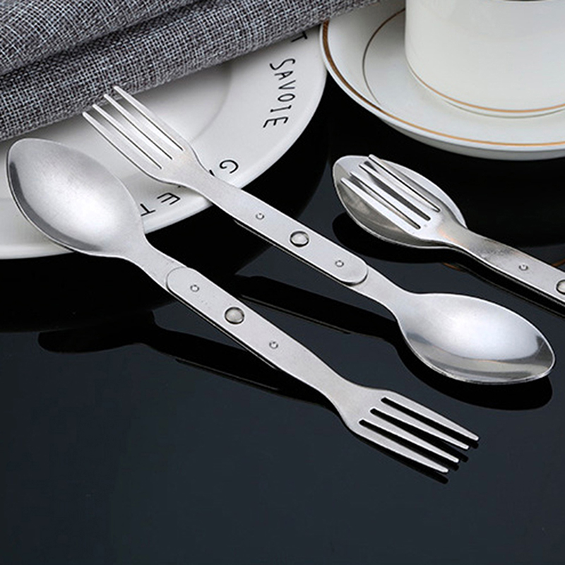 Outdoor Camping Dining Set - Zestaw sztućców 2 w 1: widelec